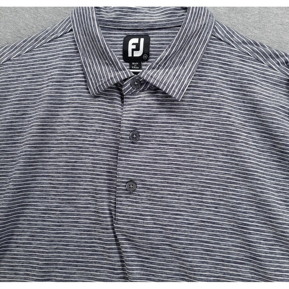 FootJoy Polo Shirt Mens XL‎ Gray Stripe Stretch Collared Short Sleeve Golf FJ